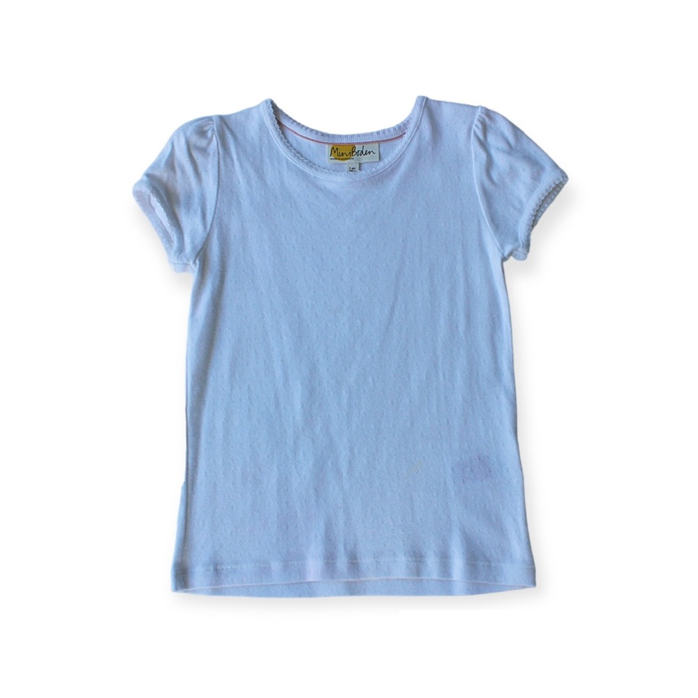 Mini Boden White Pointelle Top Size 7/8